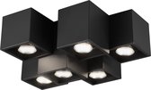 LED Plafondlamp - Plafondverlichting - Nitron Ferry - GU10 Fitting - 6-lichts - Rechthoek - Mat Zwart - Aluminium