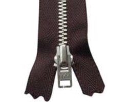YKK broekrits met nikkeltandjes, Lengte 18 cm, Bruin, niet deelbaar, Per Stuk.