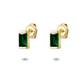 Twice As Nice Oorbellen in goudkleurig edelstaal, baguette kristal, smaragd groen