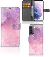 Telefoonhoesje Geschikt voor Samsung Galaxy S21 Plus Flipcase Pink Purple Paint