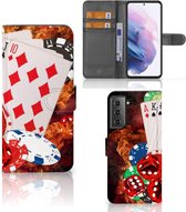 GSM Hoesje Geschikt voor Samsung Galaxy S21 Plus Wallet Book Case Personaliseren Casino