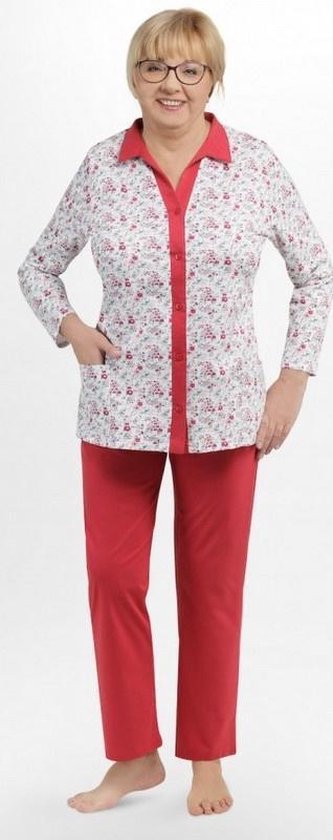 Martel- Elzbieta dames pyjama- rood- 100 % katoen 4XL