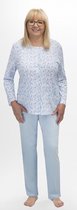 Martel Maria dames pyjama - lange mouwen- wit/lichtblauw- 100 % katoen XL