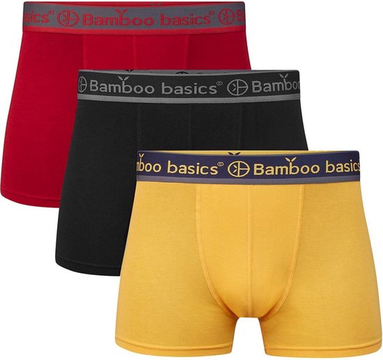 Comfortabel & Zijdezacht Bamboo Basics Liam - Bamboe Boxershorts Heren (Multipack 3 stuks) - Onderbroek - Ondergoed - Rood, Zwart & Geel - XXL