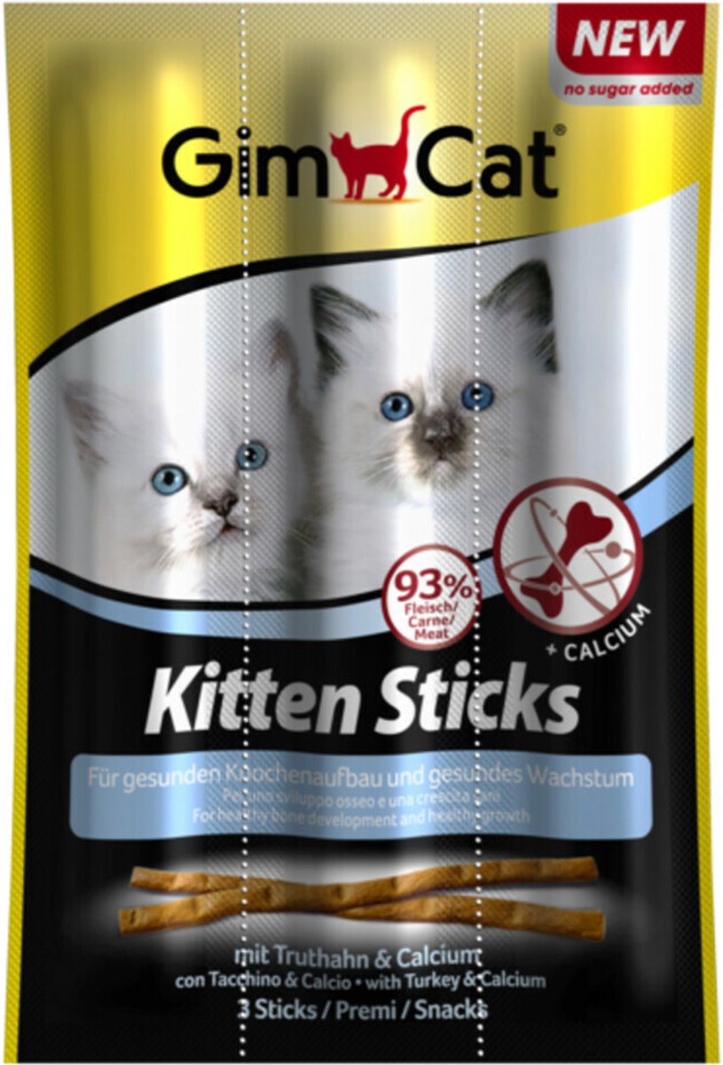 24x GimCat Sticks Kitten Kalkoen 3 stuks