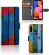 Mobiel Bookcase Geschikt voor Samsung Galaxy A20s Smartphone Hoesje Wood Heart