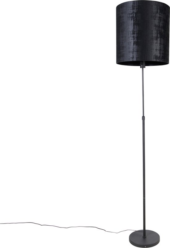 QAZQA parte - Moderne Vloerlamp | Staande Lamp met kap - 1 lichts - H 191 cm - Zwart - Woonkamer | Slaapkamer