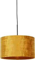 QAZQA combi - Moderne Hanglamp met kap - 1 lichts - Ø 35 cm - Zwart Goud - Woonkamer | Slaapkamer