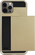 ADEL Kunststof Back Cover Hardcase Hoesje Geschikt voor iPhone 12 Pro Max - Pasjeshouder Goud