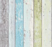 Papier peint bois Profhome 855077-GU papier peint intissé lisse motif oiseaux bleu vert blanc mat 5,33 m2