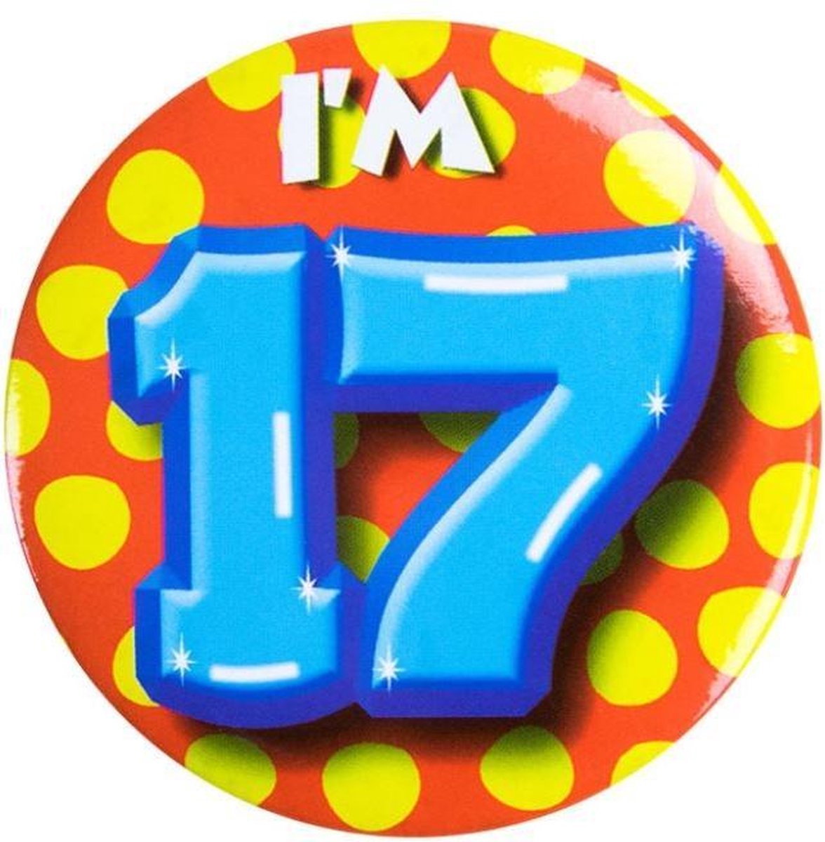 Paper Dreams Button I'm 17 Junior 5,5 Cm Staal Geel/rood/blauw