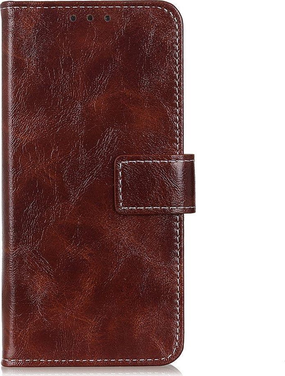 Mobigear Telefoonhoesje geschikt voor OPPO Reno 4 Hoesje | Mobigear Basic Bookcase Portemonnee | Pasjeshouder voor 3 Pasjes | Telefoonhoesje voor Pinpas / OV Kaart / Rijbewijs - Bruin