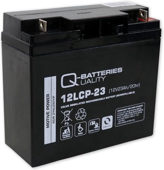 Q-Batteries 12V 23Ah AGM accu onderhoudsvrij cyclusbestendig lage zelfontlading