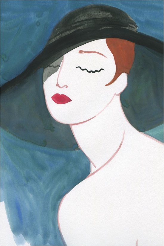 Poster Vrouw met hoed