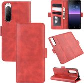 Voor Sony Xperia 10 II dual-side magnetische gesp horizontale flip lederen case met houder & kaartsleuven & portemonnee (rood)