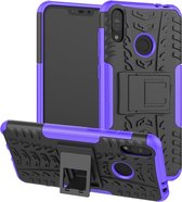 Tire Texture TPU + PC Shockproof Case voor Asus Zenfone Max (M2), met houder (paars)