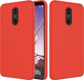 Effen kleur vloeibare siliconen dropproof beschermhoes voor LG Q Stylo 5 (rood)