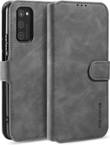 Voor Huawei Honor V30 Pro DG.MING Retro Oil Side Horizontal Flip Case met houder & kaartsleuven & portemonnee (grijs)