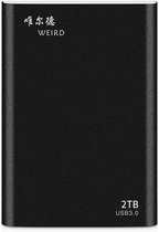 WEIRD 2TB 2,5 inch USB 3.0 High-speed transmissie Metal Shell Ultradunne Light Solid State mobiele harde schijf (zwart)
