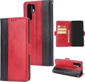 Voor Huawei P30 Pro Retro Texture Contrast Kleur Splicing Horizontaal Flip TPU + PU lederen tas met kaartsleuven & houder & portemonnee (rood)