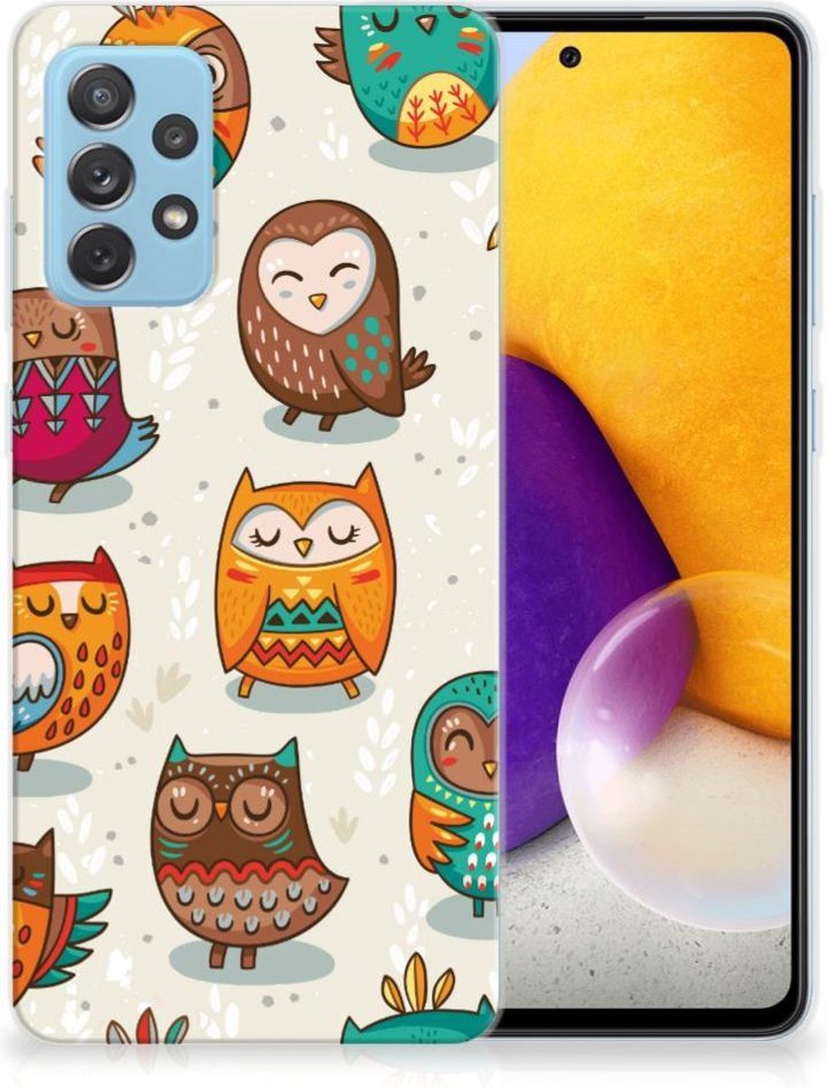 Samsung Galaxy A72 TPU Hoesje Vrolijke Uilen