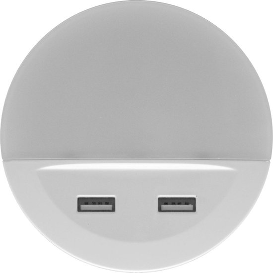 LEDVANCE Nachtlicht LED: voor stopcontact, LUNETTA USB / 13 W, 220…240 V, stralingshoek: 120, Warm wit, 3000 K, body materiaal: polycarbonate (pc)/acrylonitrile butadiene styrene (abs), IP20