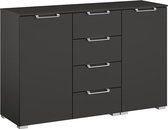 Beter Bed Select commode Sydney met 2 deuren en 4 laden - 120 x 80 x 42 cm - grafiet