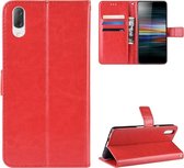 Retro Crazy Horse Texture horizontale flip lederen case voor Sony Xperia L3, met houder & kaartsleuven & portemonnee & lanyard (rood)