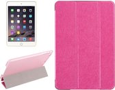 Silk Texture Horizontaal Flip Leren Case met Three-Folding Holder voor iPad mini 4 (Magenta)