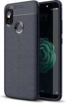 Litchi Texture TPU Case voor Xiaomi Mi 6X / A2 (marineblauw)