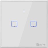 Sonoff T2 Touch 86mm Gehard glazen paneel Wandschakelaar Smart Home Light Touch-schakelaar, compatibel met Alexa en Google Home, AC 100V-240V, EU-stekker