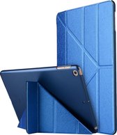 Voor iPad 10,2 inch zijde textuur horizontale vervorming Flip lederen tas met houder (blauw)