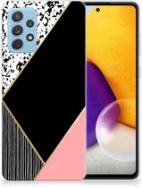 Telefoonhoesje Samsung Galaxy A72 TPU Silicone Hoesje Black Pink Shapes