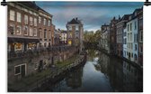 Wandkleed Utrecht - Donkere wolken boven de grachten van Utrecht Wandkleed katoen 90x60 cm - Wandtapijt met foto