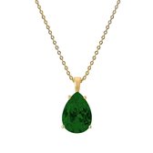 Goldplated ketting&hanger met emerald zirkonia