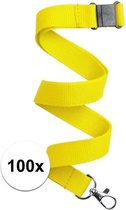 100x Cordon / lanière jaune avec porte-clés mousqueton 50 cm - Cordons / lanière polyester