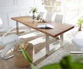 Massief houten tafel Live-edge Acacia natuur 260x100 boven 5,5cm breed boomtafel