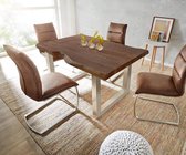 Massief houten tafel Live-Edge Acacia bruin 180x90 boven 5,5 cm onderstel breed boomtafel