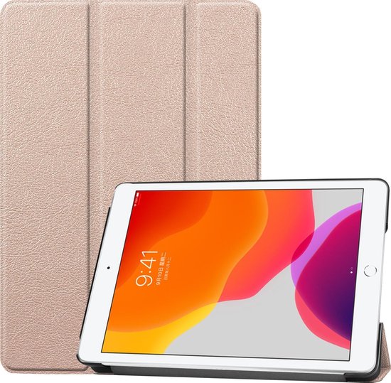 Tablet hoes geschikt voor Apple iPad 2021 / 2020 / 2019 tri-fold hoes - 10.2 inch - Case met Auto Wake/Sleep functie - Goud