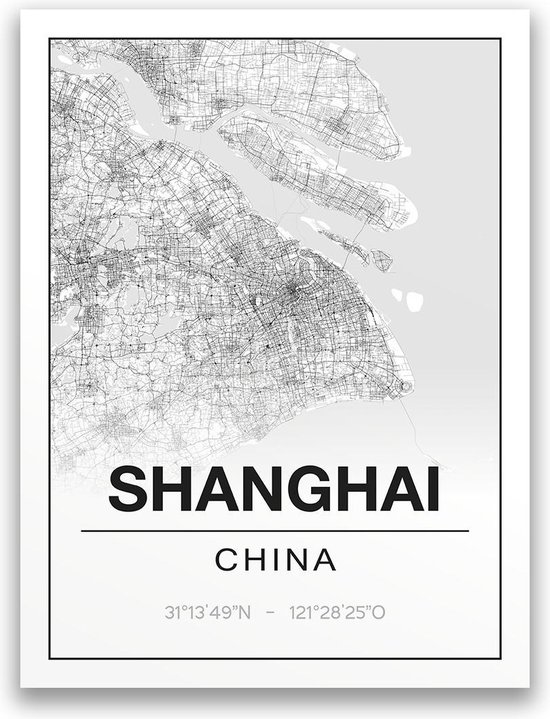 Poster plattegrond SHANGHAI A4 bol