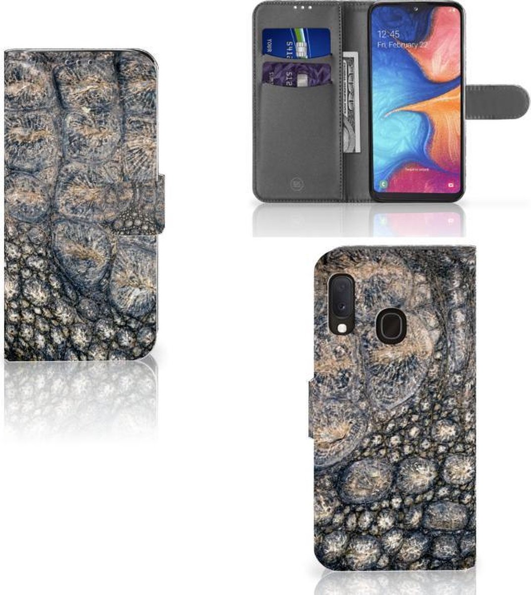 Samsung Galaxy A20e Telefoonhoesje met Pasjes Krokodillenprint