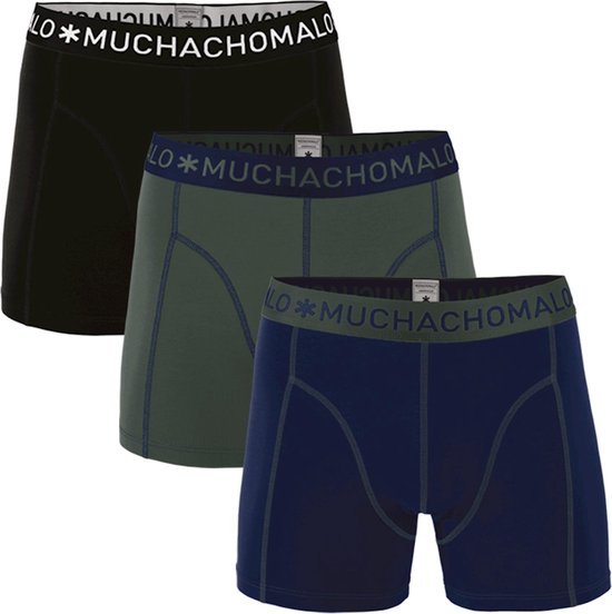 Muchachomalo Basic collection Boxer garçon - pack de 3 - Bleu foncé / Vert armée / Noir - 146/152
