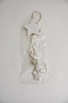 Kersthangers - Wooden "star" garland 33.5x7.5x0.5cm White/Taupe