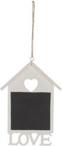Decoratiehangers - Wooden House With "love" 14cm 3pc White/black