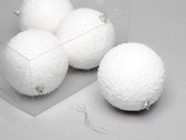 Snow Finish Kerstballen - Pet 4 Ballen Snow Finish White 100 Mm