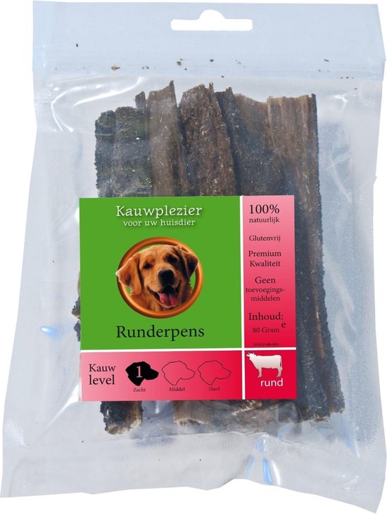 Natuurlijke snack zak runderpens 80 gram