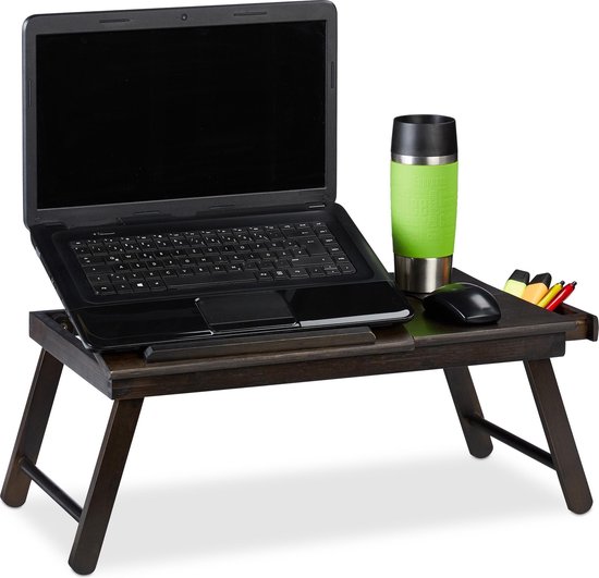 Relaxdays laptoptafel - bedtafel - verstelbaar - boekensteun - schoottafel bamboe - bruin