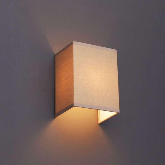 QAZQA vete - Moderne Wandlamp met kap Up Down voor binnen - 1 lichts - D 115 mm - Beige - Woonkamer | Slaapkamer - Afbeelding 7