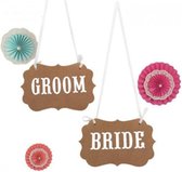 Bruiloft - Naambord - Banner - wedding - Bride and Groom - Bruin