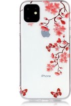 iPhone 11 (6,1 inch) - hoes, cover, case - TPU - Vlinder met bloemen